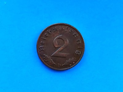 2 Pfennig 1939 Lit. -D - Germania-stare buna!! in realitate arata bine!! foto