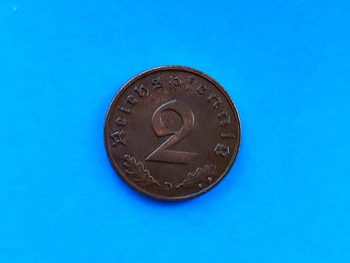 2 Pfennig 1939 Lit. -D - Germania-stare buna!! in realitate arata bine!!