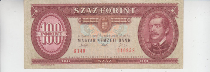 B11 23 - Bancnota foarte veche - Ungaria - 100 forint - 1993
