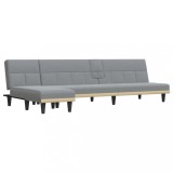 Cumpara ieftin Canapea extensibila in forma de L gri 255x140x70 cm textil