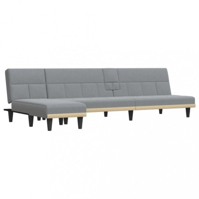 Canapea extensibila in forma de L gri 255x140x70 cm textil foto