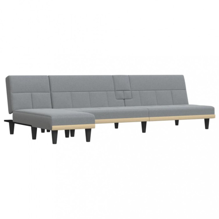 Canapea extensibila in forma de L gri 255x140x70 cm textil