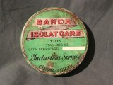 colectie / design - Cutie din tabla pentru banda izolatoare / Industria Sirmei Campia Turzii anii 50 perioada RPR !