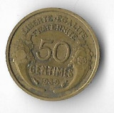 Moneda 50 centimes 1939 - Franta, Europa, Bronz-Aluminiu