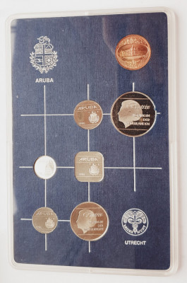 M01 Aruba set monetarie 6 monede 1986 5, 10, 25, 50 cent 1 2 1/2 florin UNC foto