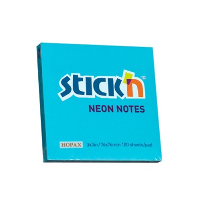 Notes Autoadeziv 76 X 76 Mm, 100 File, Stick&amp;quot;n - Albastru Neon foto