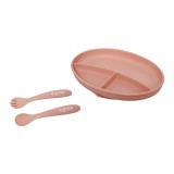 Set farfurie si lingurita silicon, roz, u-grow