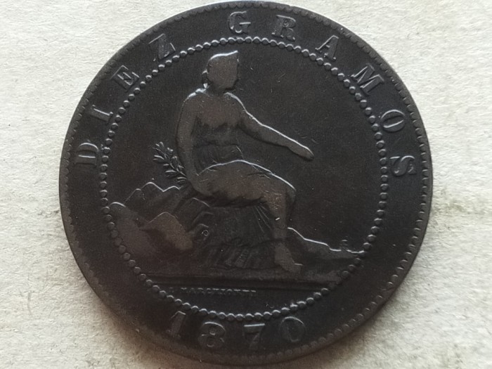 SPANIA-10 CENTIMOS 1870