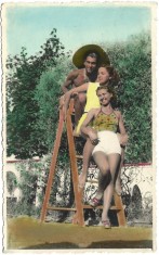 P1871N Fotografie colorizată din perioada regalității, studio Bilinski, București