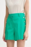 Morgan pantaloni scurți culoarea verde, uni, high waist, SHAKOY