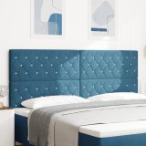 VidaXL Tăblie LED Argyle cu headboard Albastru &icirc;nchis 100 cm Catifea