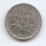 Franta 1 Franc 1904 - Argint 5g/835, 23 mm, KM-844.1