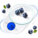 Cantar de bucatarie multifunctional, 5kg, Functie tara, Cantarire lichide, Control touch, Alb