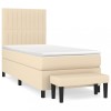 Pat box spring cu saltea, crem, 80x200 cm, textil