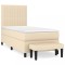 Pat box spring cu saltea, crem, 80x200 cm, textil