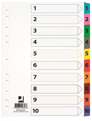 Index carton Q-Connect A4 numerotat 1-10 alb margine color 170g/mp foto