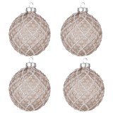 Set 4 globuri sticla maro deschis Craciun 8x8 cm