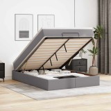 VidaXL Cadru de pat otoman cu saltea gri 140x190cm piele artificială