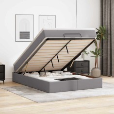 vidaXL Cadru de pat otoman cu saltea gri 140x190cm piele artificială 3311039