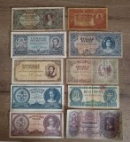 Lot 10 bancnote Ungaria Pengő (al Doilea Război Mondial), coroane și forinți