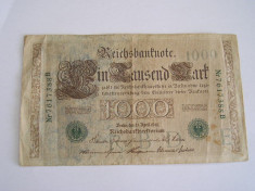 MDBS - BANCNOTA FOARTE VECHE - GERMANIA - 1000 MARCI - 1910 foto