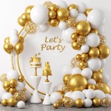 Set baloane pentru aranjamente tip arcada, Auriu/Alb, 103 piese, Ropet