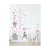 Sticker Perete Autocolant cu Centimetru pentru Copii -Stelute si Animale,113x67cm - 88807