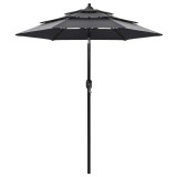 Cumpara ieftin Umbrela de gradina 3 niveluri, stalp aluminiu, antracit, 2 m