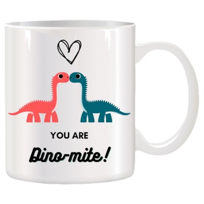 Cana alba personalizata cu Dinozauri si mesaj, INOVATIX&amp;reg;. 330ml foto