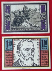 Germania lot 2 notgeld 2 x 1,5 Mark Stolp aUNC **