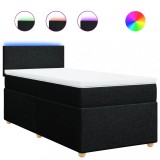 Cumpara ieftin Pat box spring cu saltea, negru, 90x200 cm, textil