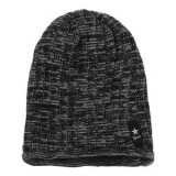 Căciulă Beanie Tricotată, Neagră cu Gri, Căptușită, pentru Bărbați, CMCLASS