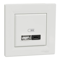 Priza USB tip A+C 45W Schneider Asfora alb EPH2700421