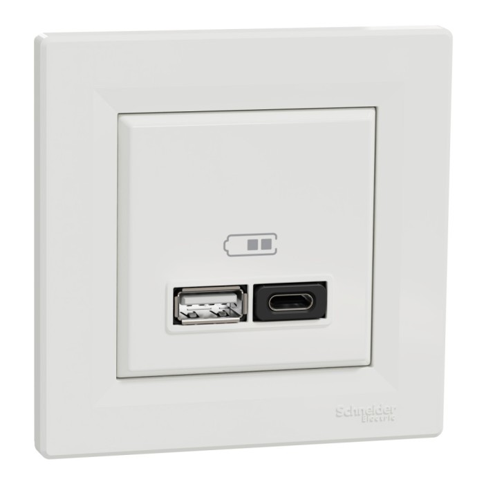 Priza USB tip A+C 45W Schneider Asfora alb EPH2700421