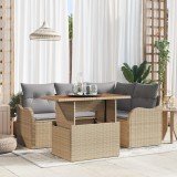 Set de 5 Piese de Sofa pentru Grădină cu Pernuțe Bej Ratan PE Acacia