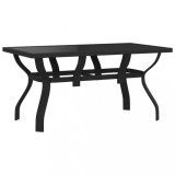 Cumpara ieftin Masa de gradina, negru, 140x70x70 cm, otel si sticla