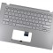 Carcasa superioara cu tastatura palmrest Laptop, Asus, VivoBook 14 X409, X409BA, X409DA, X409DJ, X409DL, X409FA, X409FB, iluminata, argintie, layout U