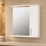 Oglinda baie cu dulap GN0001, dreptunghiulara, PAL Lucios, iluminare led, 2 rafturi, 55 cm, alb
