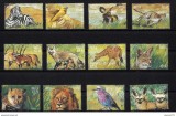 Angola 2000-Animale africane-leu-zebra-tigru-elefant-Serie de 12 timbre MNH
