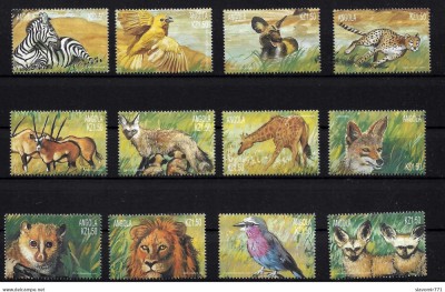 Angola 2000-Animale africane-leu-zebra-tigru-elefant-Serie de 12 timbre MNH foto