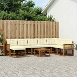 vidaXL Set de canapele de exterior cu pernă 9 pcs Natural și Crem 3382162
