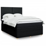 VidaXL Pat box spring cu saltea, negru, 140x190 cm, textil