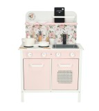 Bucatarie de jucarie complet utilata, lumini si sunete,din lemn, accesorii incluse, roz, 82 cm x 58 cm x 30 cm, Oem