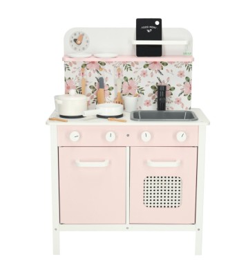 Bucatarie de jucarie complet utilata, lumini si sunete,din lemn, accesorii incluse, roz, 82 cm x 58 cm x 30 cm foto