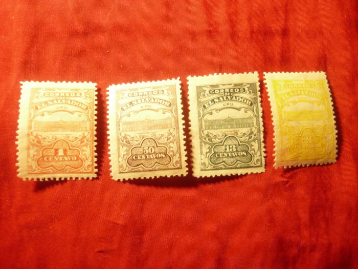 Set Timbre Salvador 1907 si 1909 supratipar si 1907 fara supratip, 11val.sarn.
