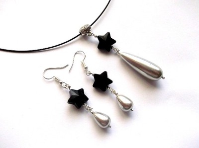 set cu perle de Mallorca si cristale 47857 foto