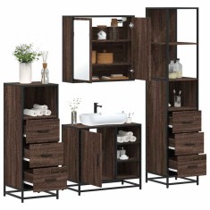 vidaXL Set de mobilier de baie din 4 piese din lemn de stejar maro 3301269
