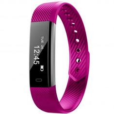 Bratara Fitness iUni ID115 Plus, Display OLED, Bluetooth, Pedometru, Monitorizare puls, Notificari, Android si iOS, Mov foto