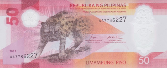 Bancnota Filipine 50 Piso 2025 - PNew UNC ( polimer - vezi descriere )