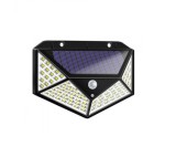 Lampa solara cu senzor de miscare, 100 LED, lumina alb/rece, negru, KIK